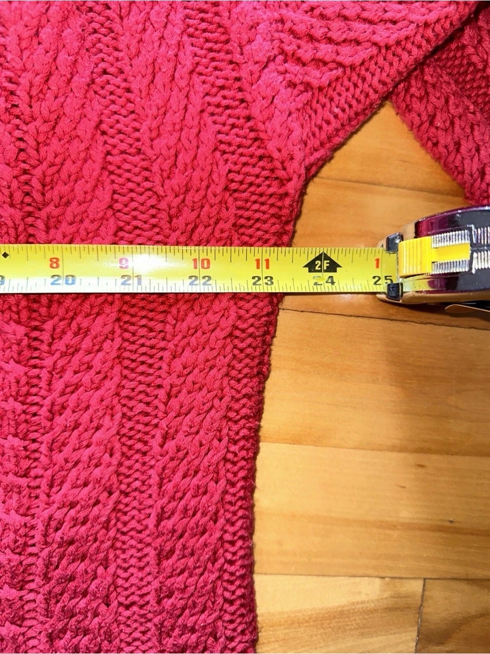 Vintage Gaeltarra Ireland Red Cotton Cable Knit Sweater Medium Irish Chunky - Picture 8 of 11